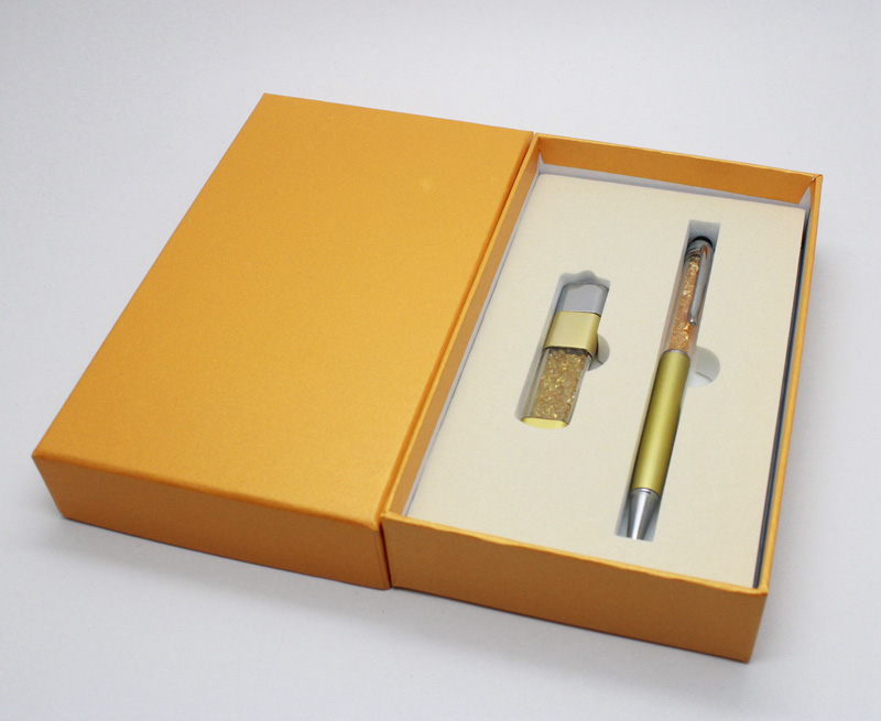 U盤16GB、筆黃金組合兩件套（水晶系列）