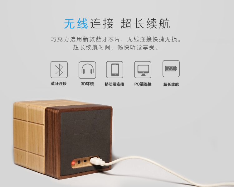 新5D Minor巧克力手機無線藍牙木質桌面音箱胡桃木對箱精致禮品