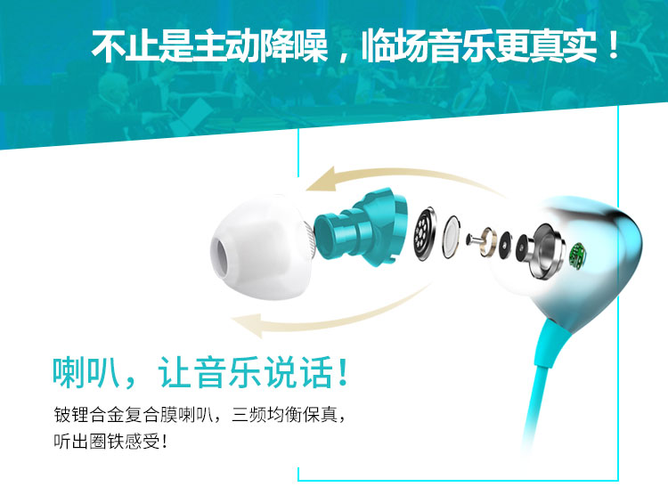 H100主動降噪耳機入耳式智能線控有源消噪耳塞HIFI音質