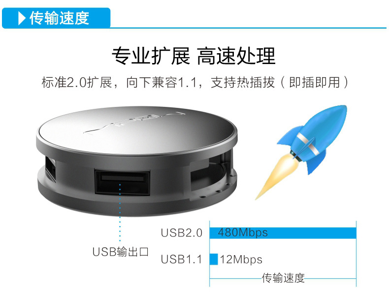 MIPOW usb分線器筆記本臺式電腦usb hub集線器高速多 4個擴展接口
