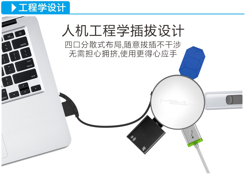 MIPOW usb分線器筆記本臺式電腦usb hub集線器高速多 4個擴展接口