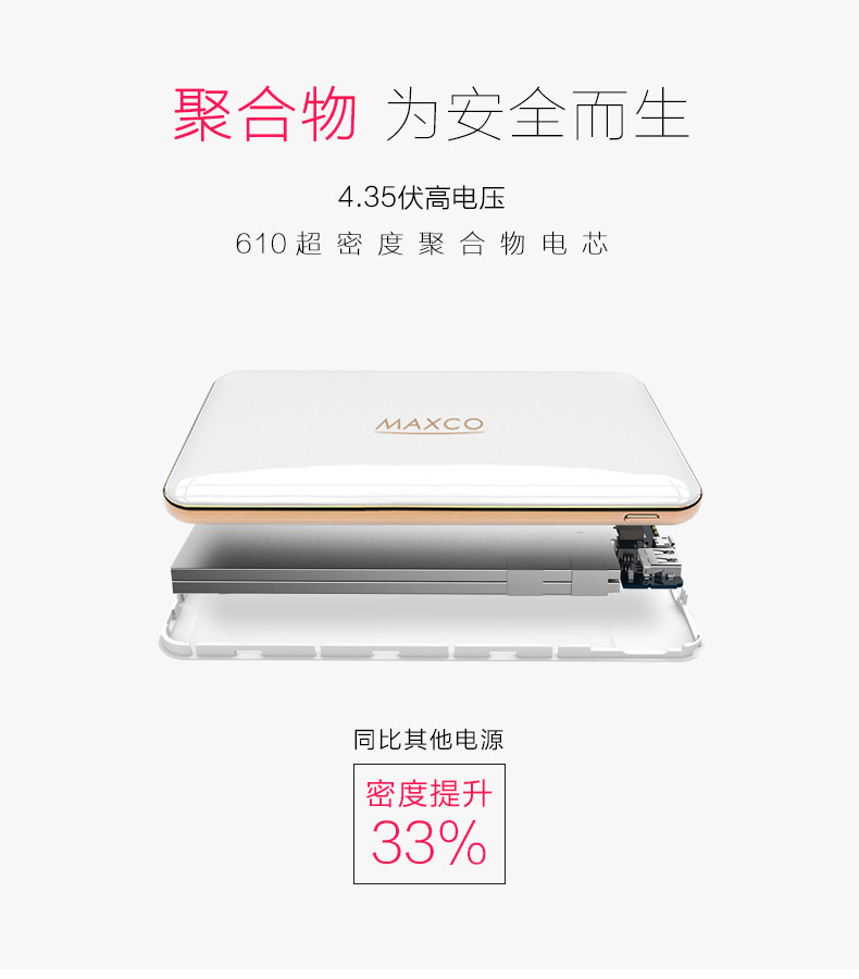 MAXCO美能格 刀鋒三代移動電源超薄充電寶便攜聚合物8000毫安