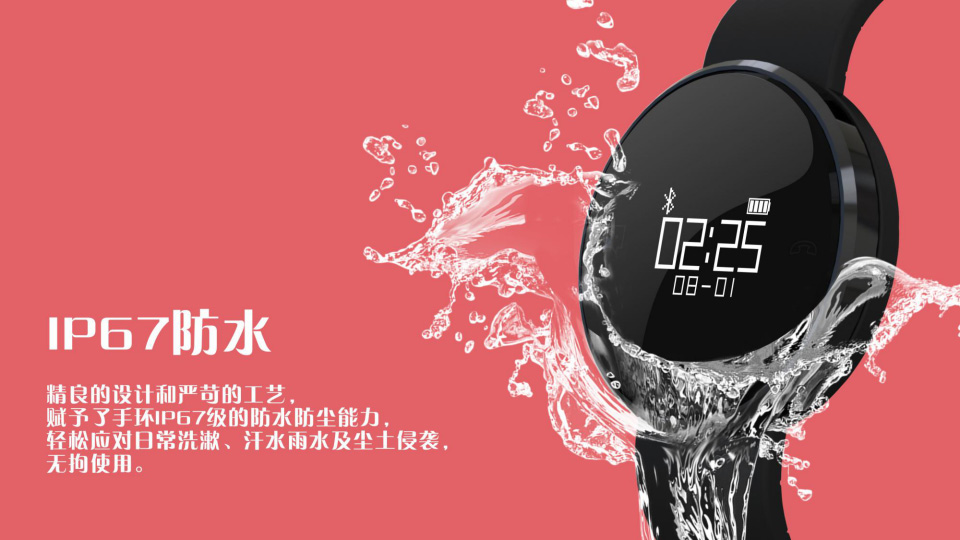 鏡面圓形心率手環