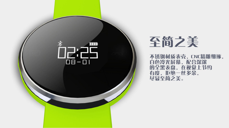 鏡面圓形心率手環