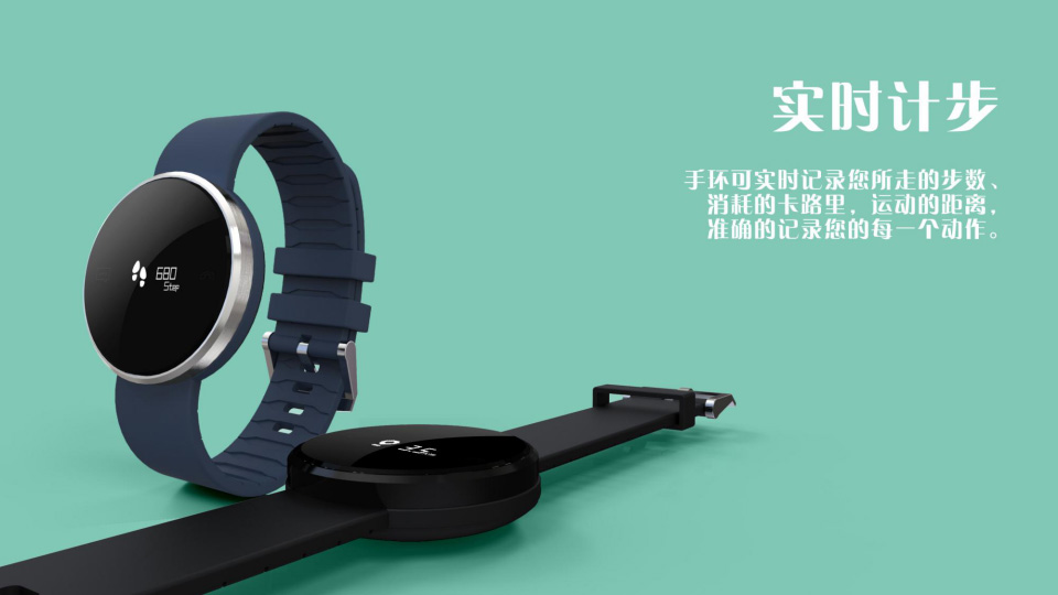 鏡面圓形心率手環
