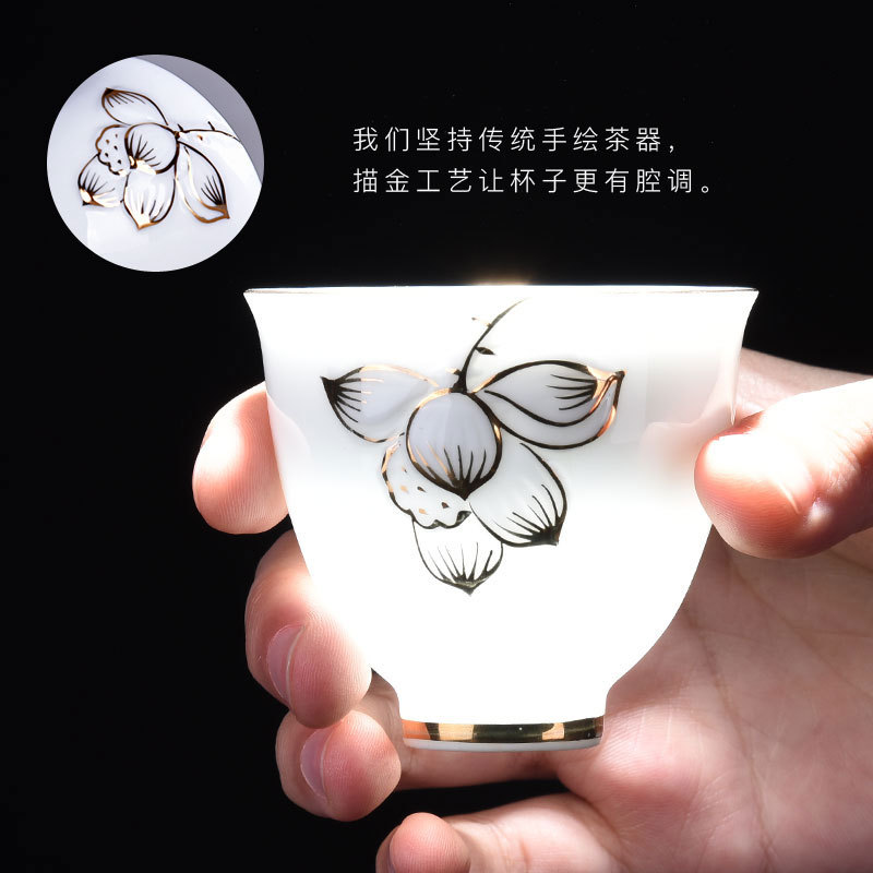 手繪白色美人杯、茶杯