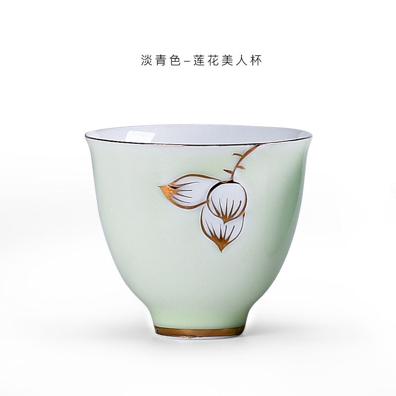 手繪白色美人杯、茶杯