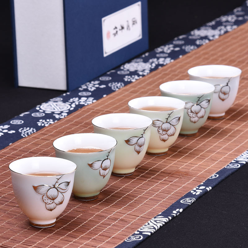手繪白色美人杯、茶杯