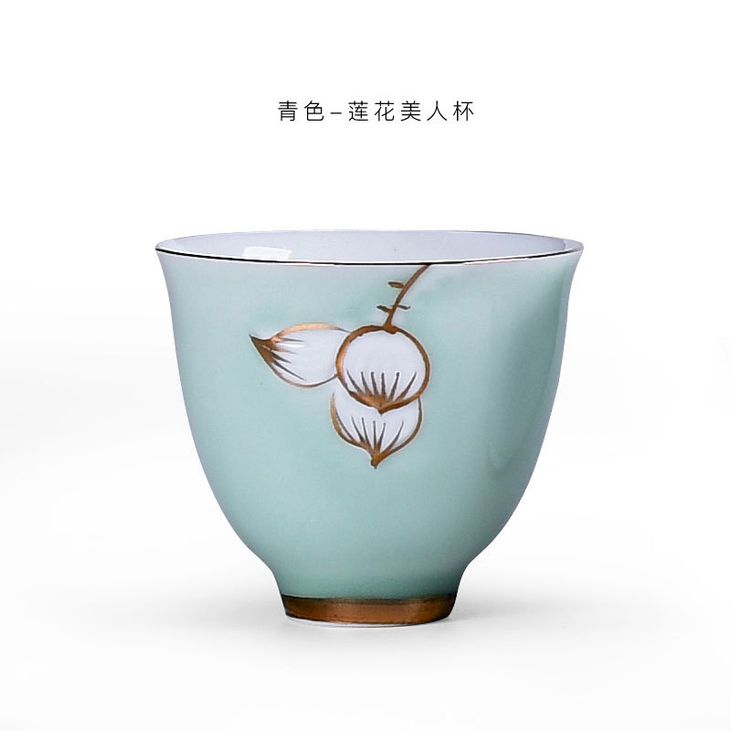 手繪白色美人杯、茶杯