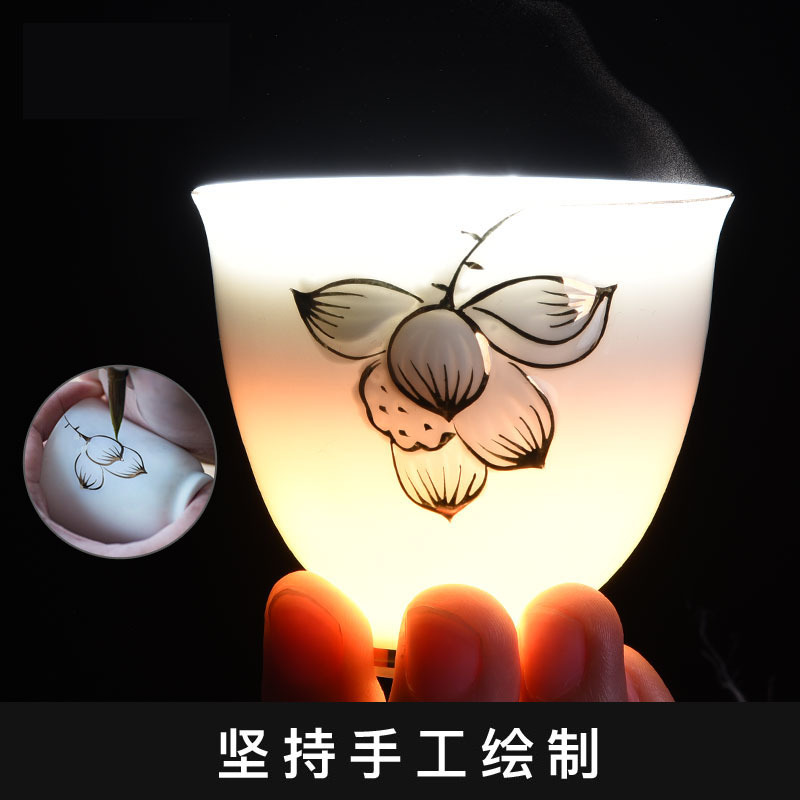 手繪白色美人杯、茶杯