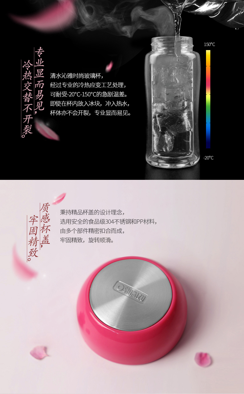 清水雙層玻璃杯便攜可愛透明花茶水杯加厚耐熱創意辦公水晶杯子