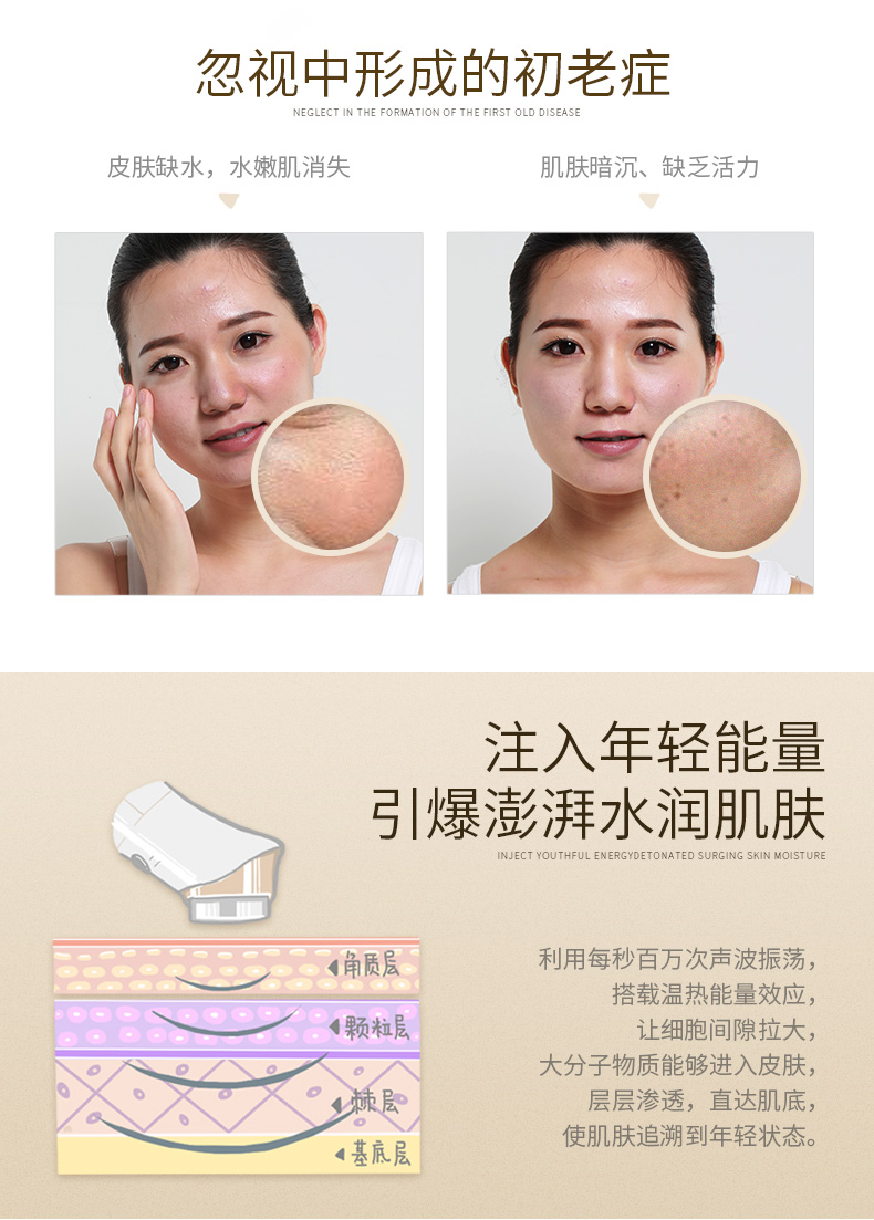 mushu木薯超聲波美膚儀 電子美容家用導(dǎo)入導(dǎo)出儀電動美膚按摩潔面
