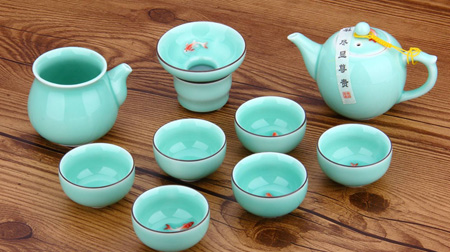 年年有魚(yú)青瓷套裝茶杯
