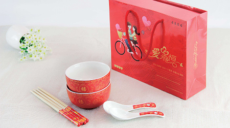 百年好合（抽拉式）碗、筷子 婚慶、節(jié)日喜慶禮品