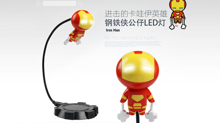 迪士尼正版漫威卡通鋼鐵俠公仔節能充電led臺燈夜燈便攜閱讀燈 上海禮物