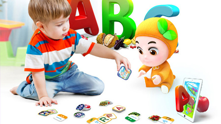 萌橙CC 魔法水果英語兒童早教卡AR立體認知有聲識字卡片益智玩具